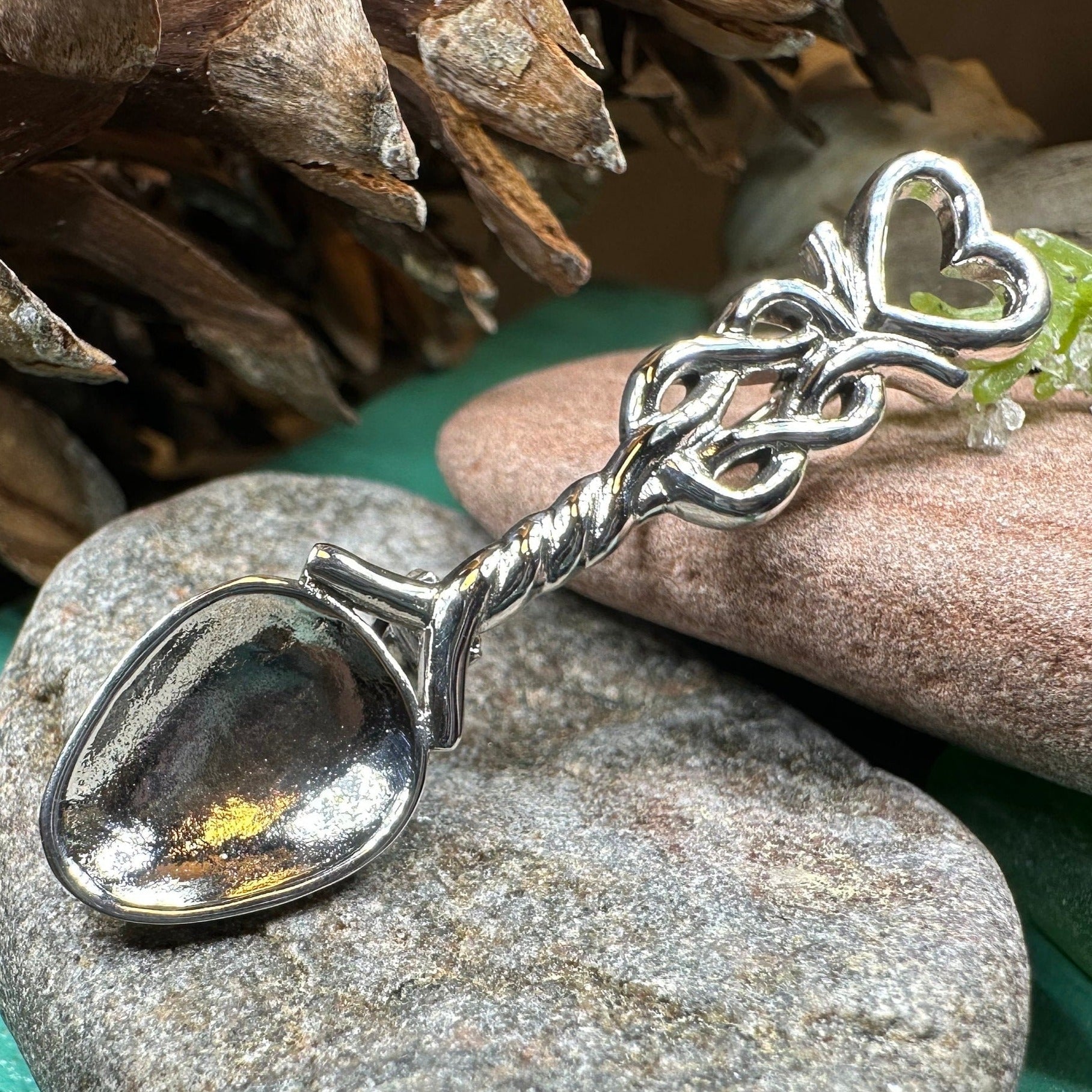 Welsh Celtic Heart Love Spoon Brooch