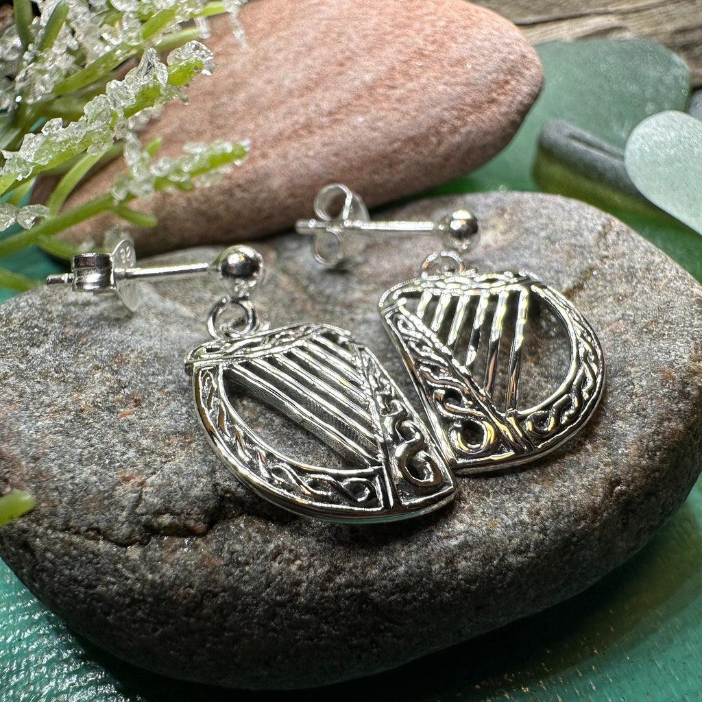 Ancient Harp Post Back Earrings