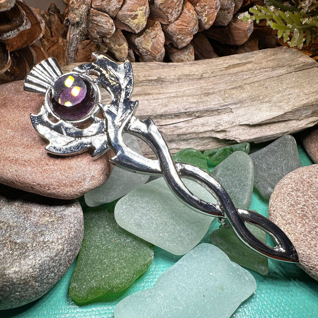 Crystal Thistle Kilt Pin