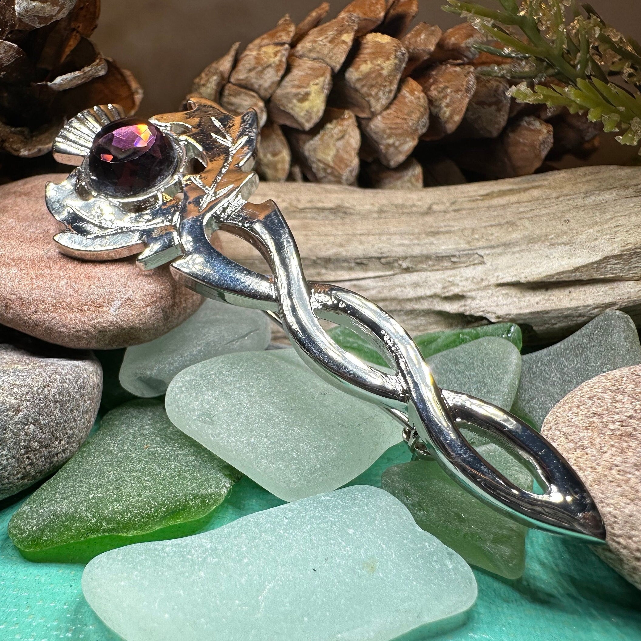 Crystal Thistle Kilt Pin