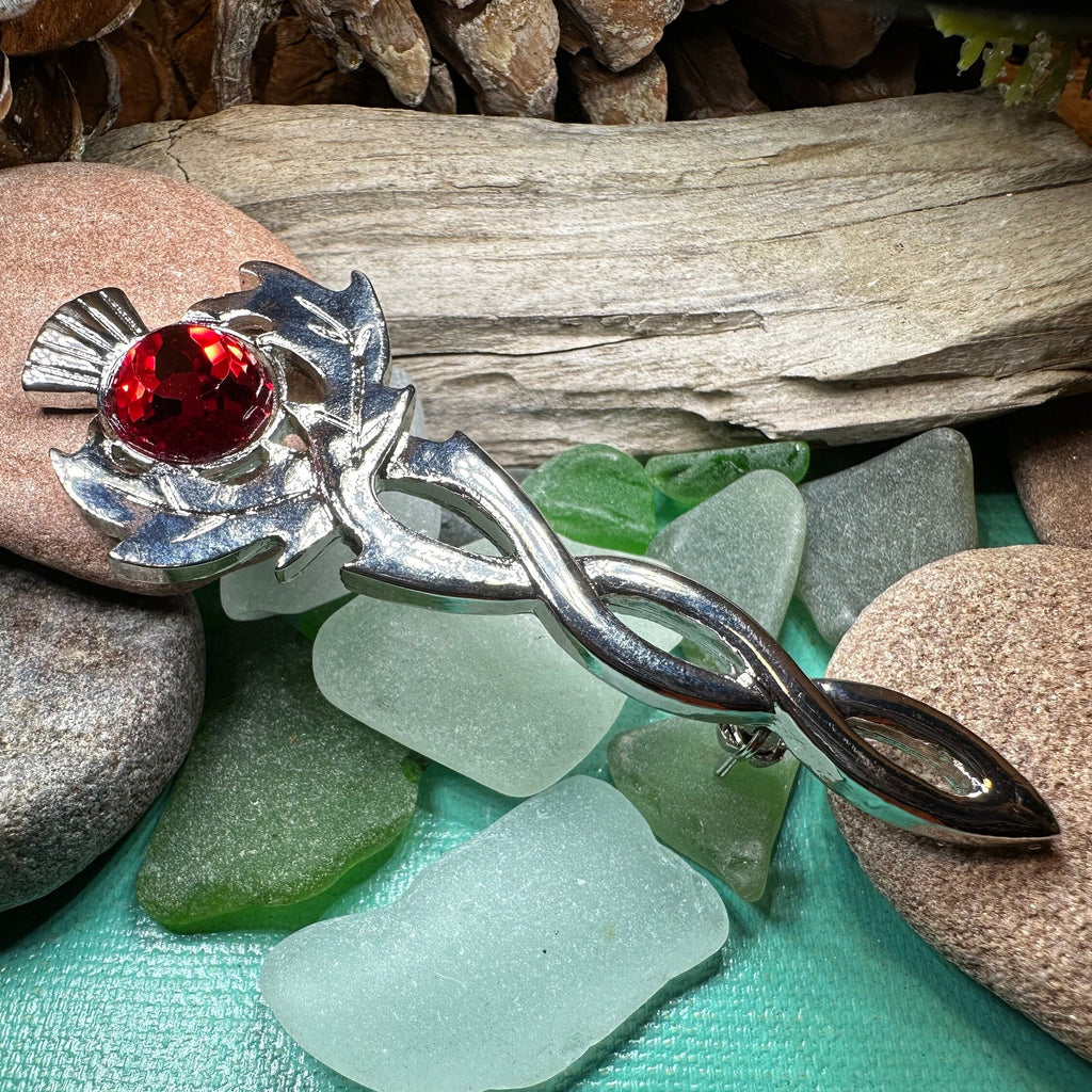 Crystal Thistle Kilt Pin