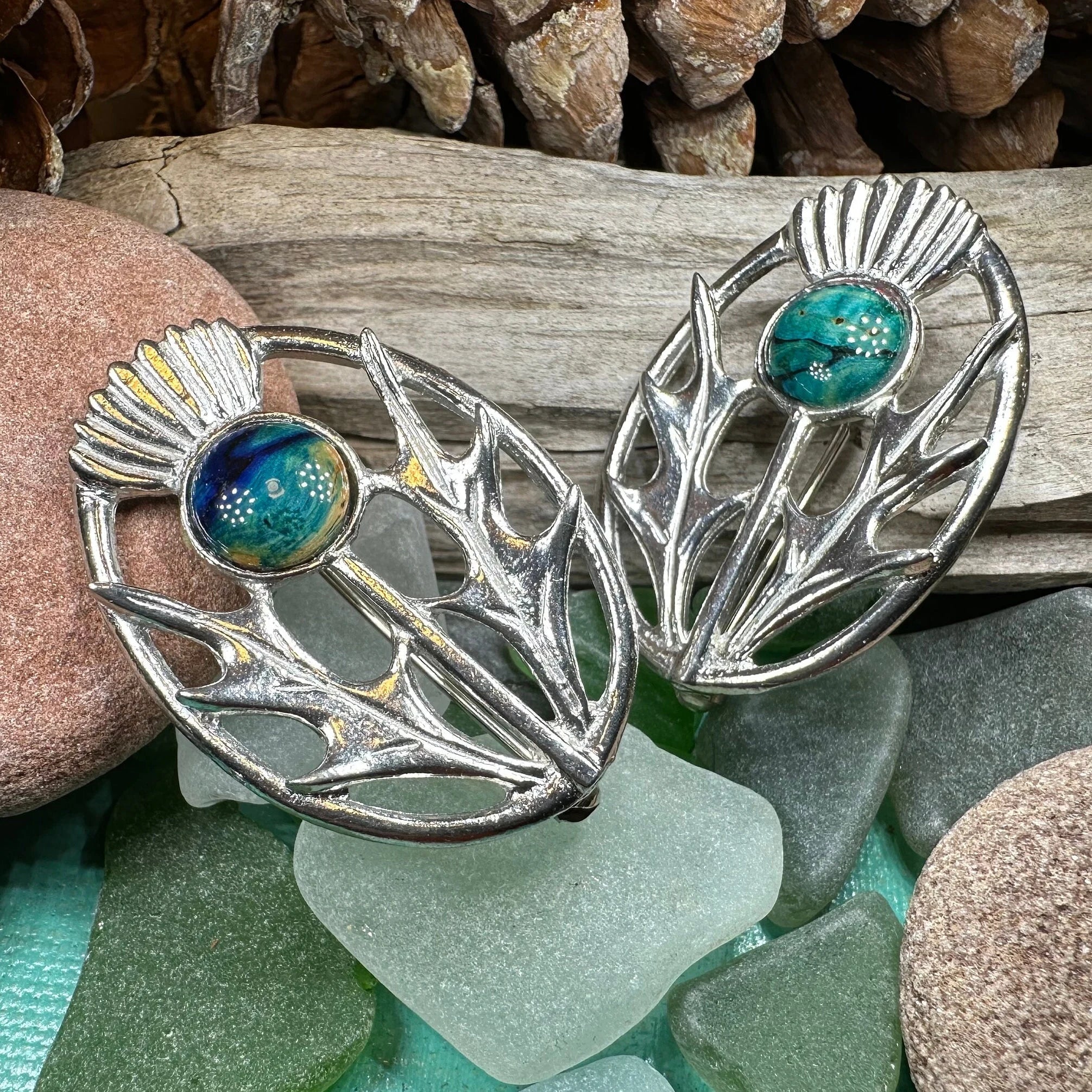 Scottish Heathergems Thistle Brooch