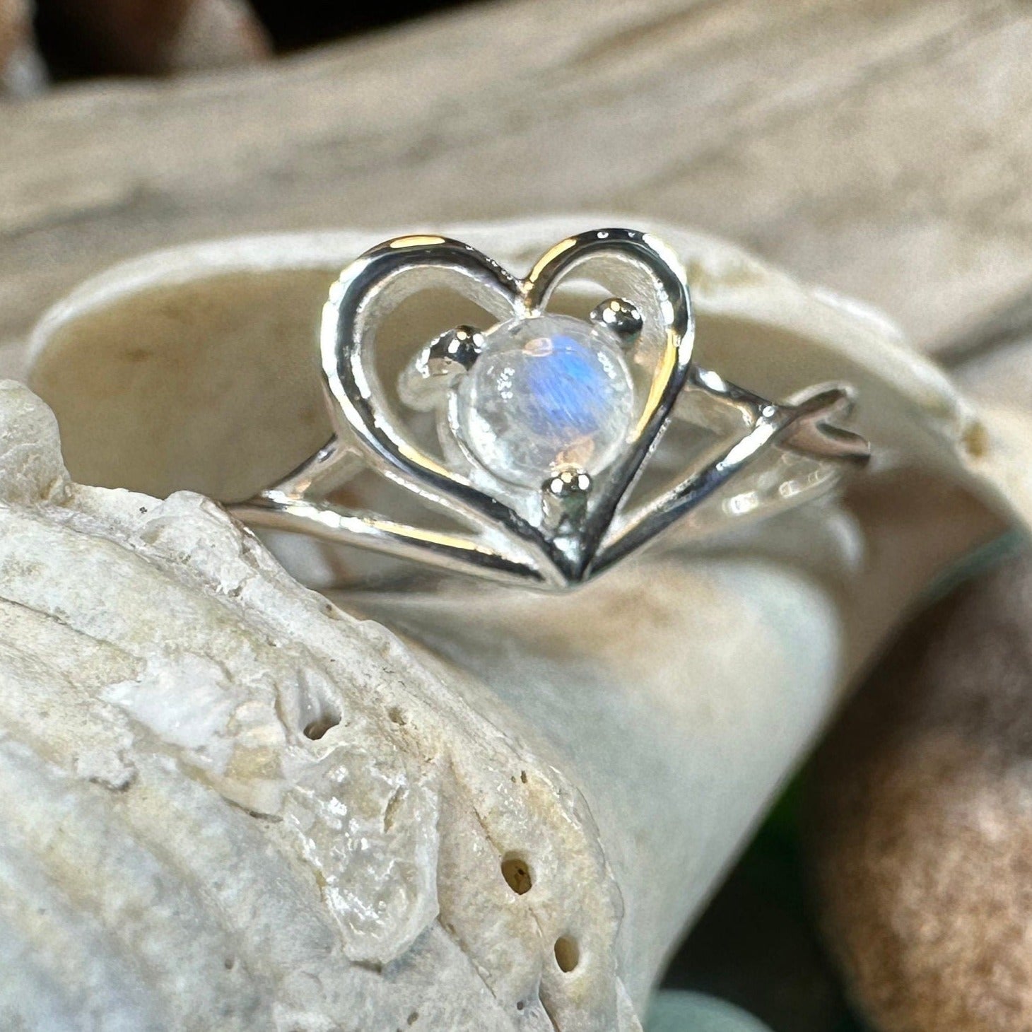 Isidore Moonstone Heart Ring
