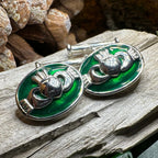 Emerald Green Claddagh Cuff Links