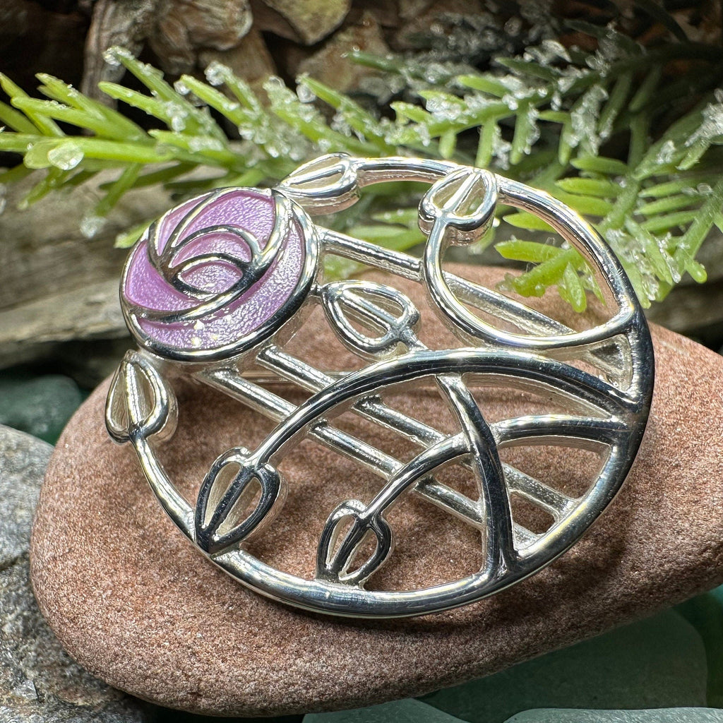 Enamel Mackintosh Rose Brooch