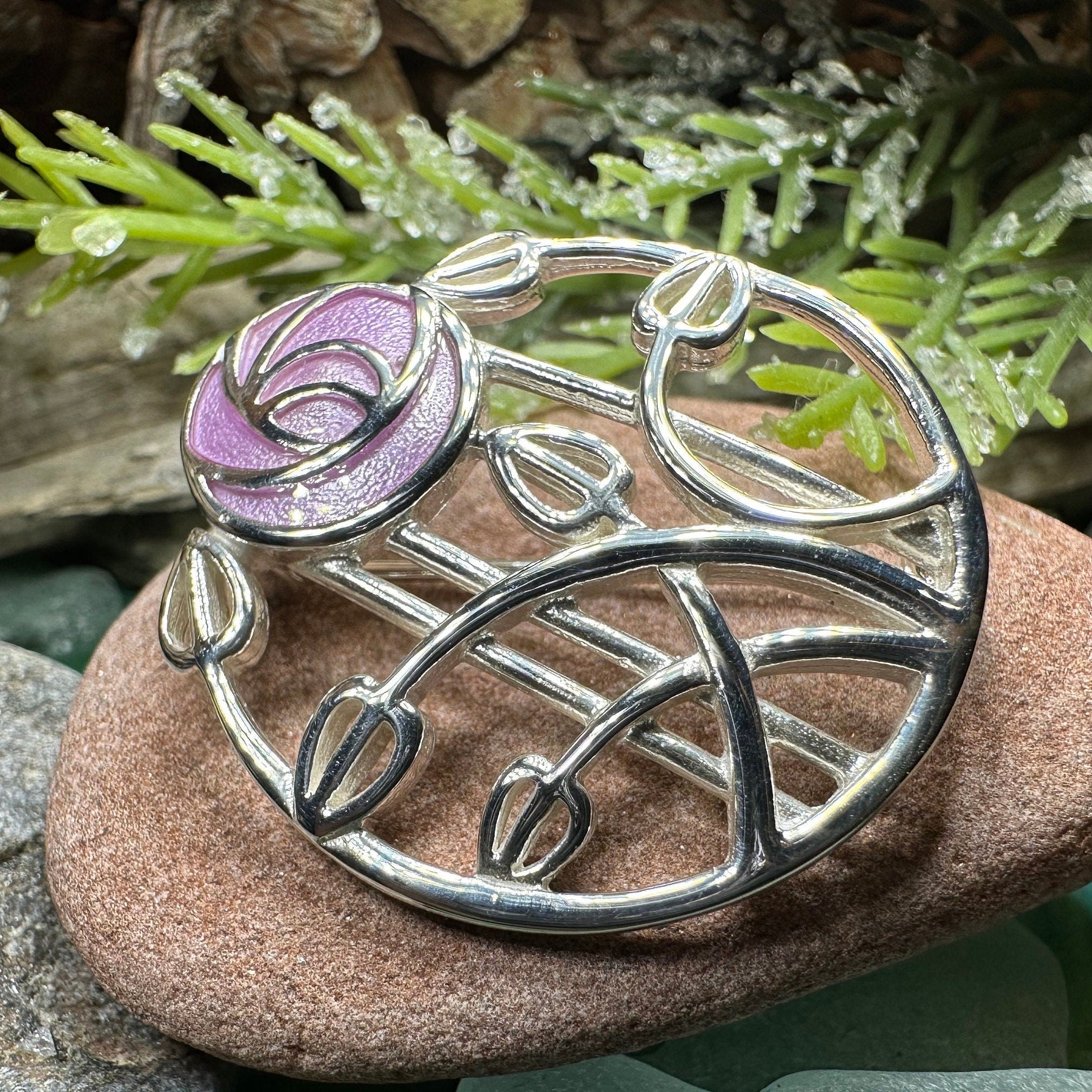 Enamel Mackintosh Rose Brooch