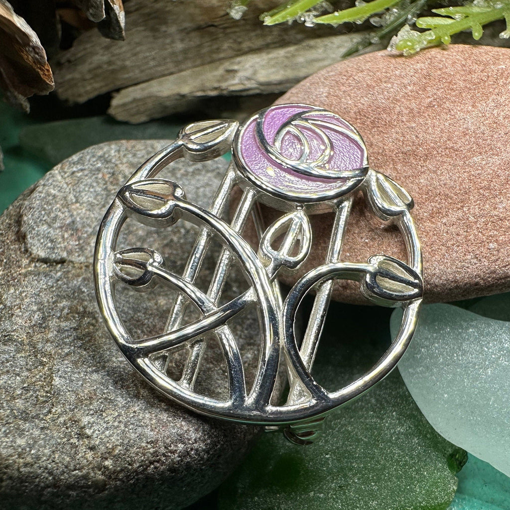 Enamel Mackintosh Rose Brooch