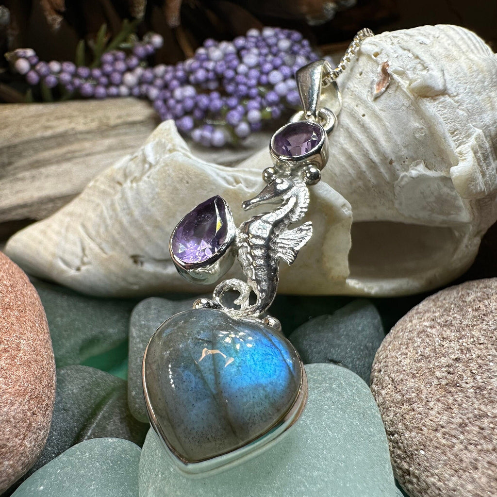 Seamist Seahorse Labradorite Necklace