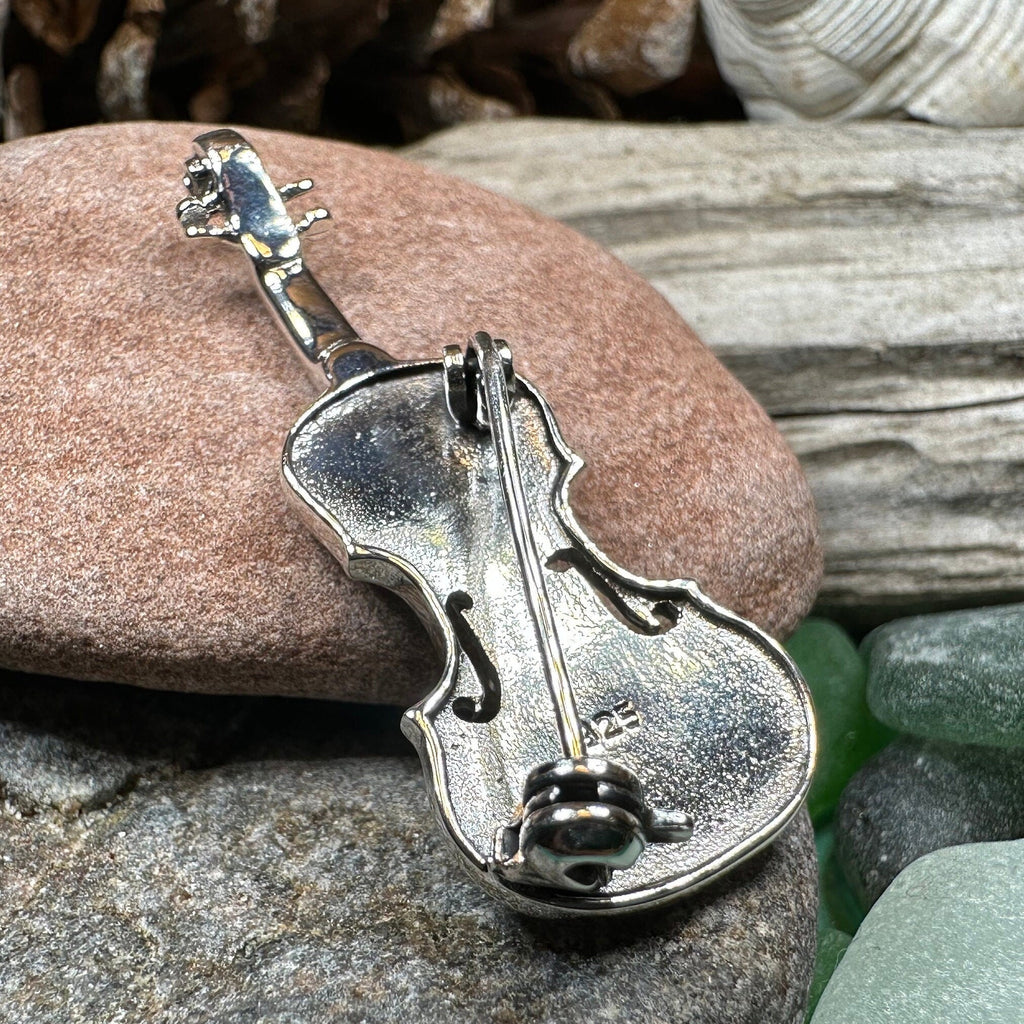 Irish Fiddle Sterling Silver Brooch