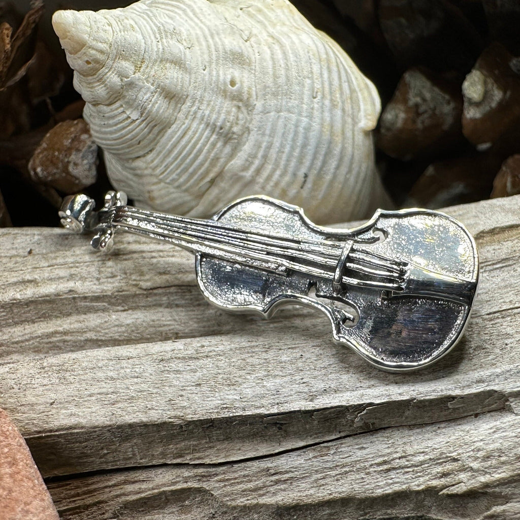 Irish Fiddle Sterling Silver Brooch