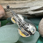 Irish Fiddle Sterling Silver Brooch