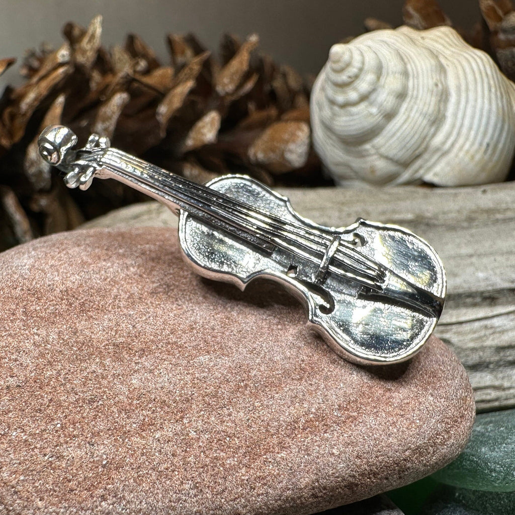 Irish Fiddle Sterling Silver Brooch