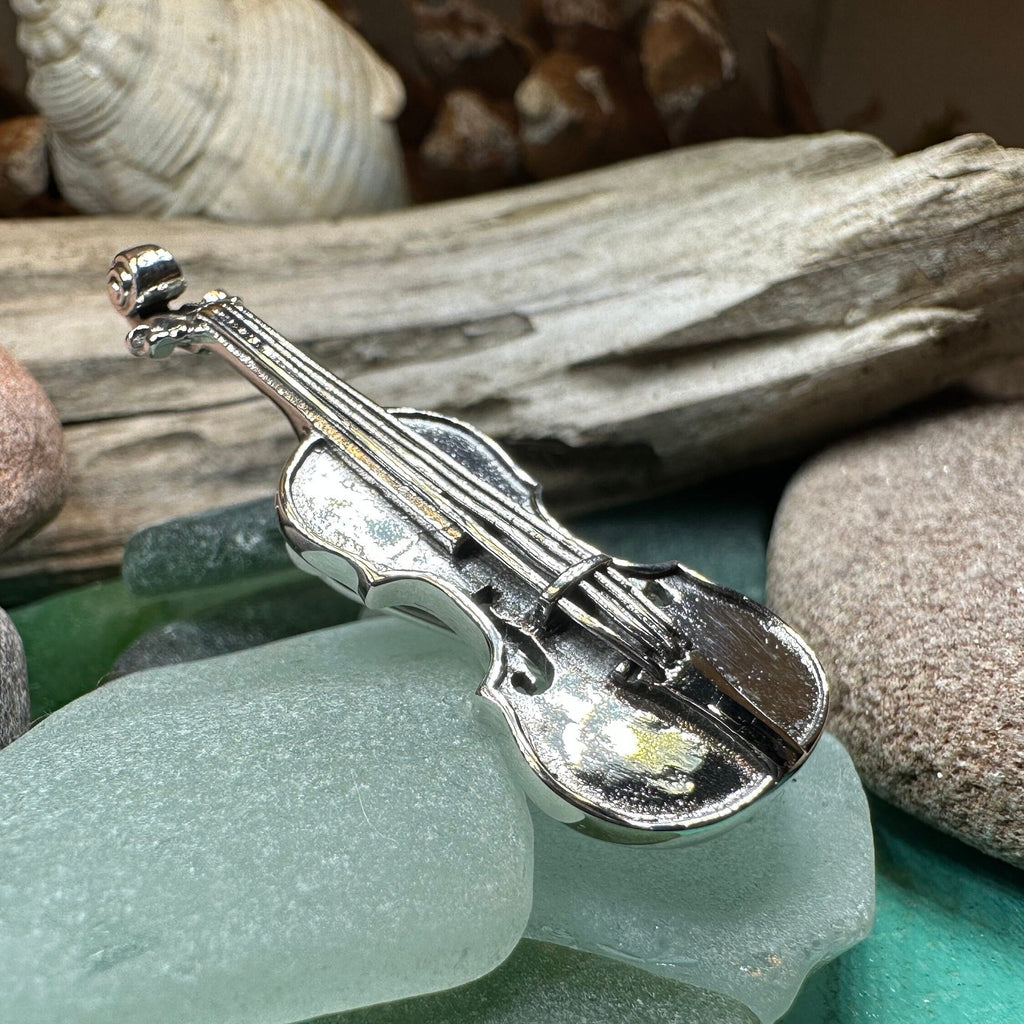 Irish Fiddle Sterling Silver Brooch
