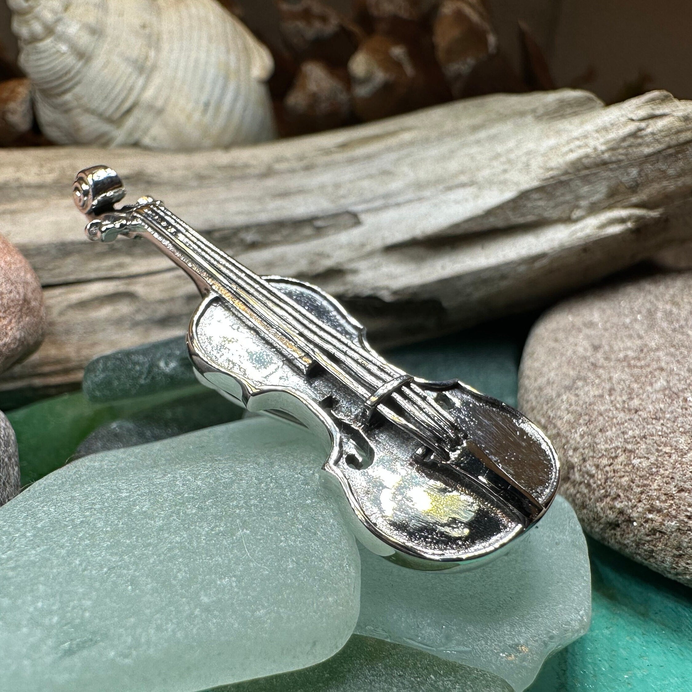 Irish Fiddle Sterling Silver Brooch