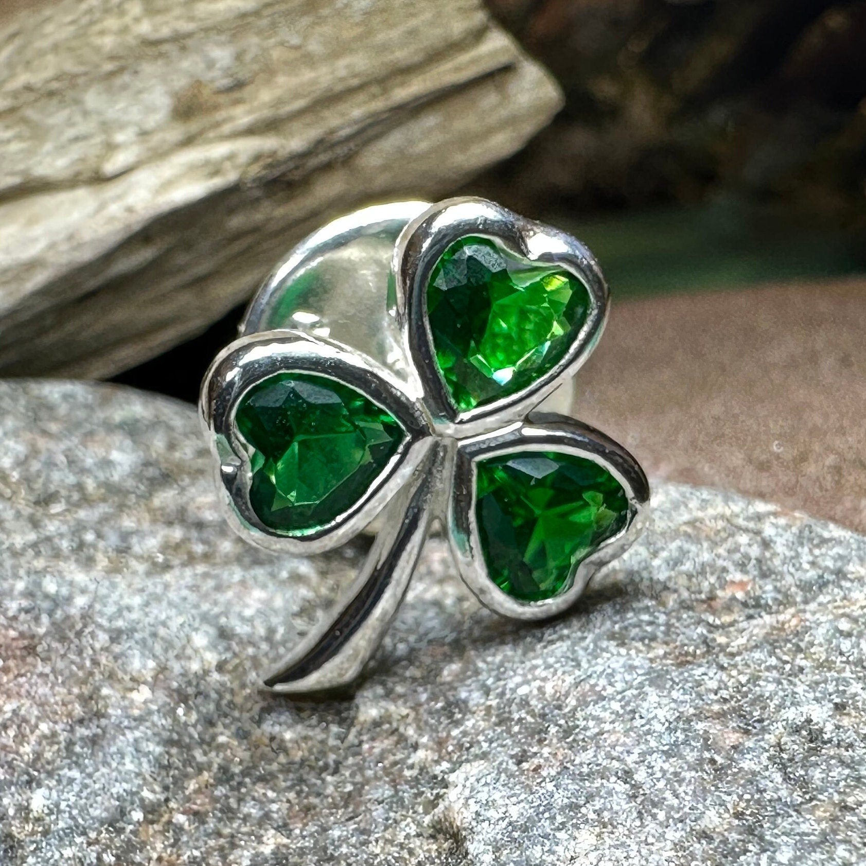 Irish Emerald Shamrock Lapel Pin