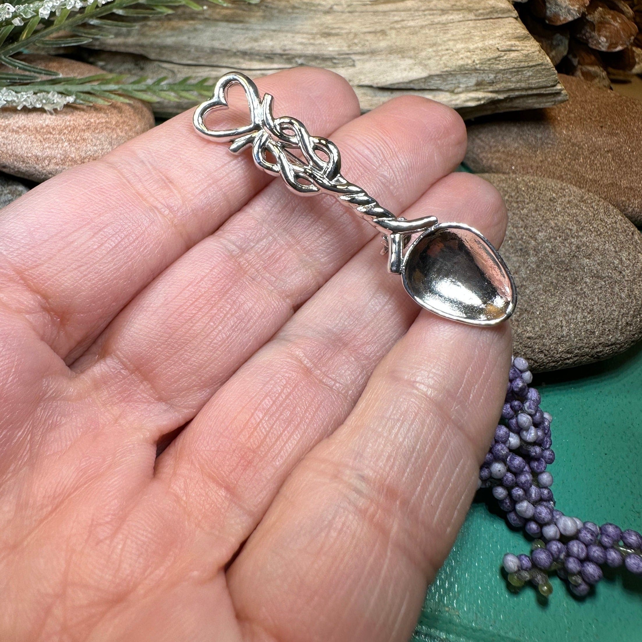 Welsh Celtic Heart Love Spoon Brooch
