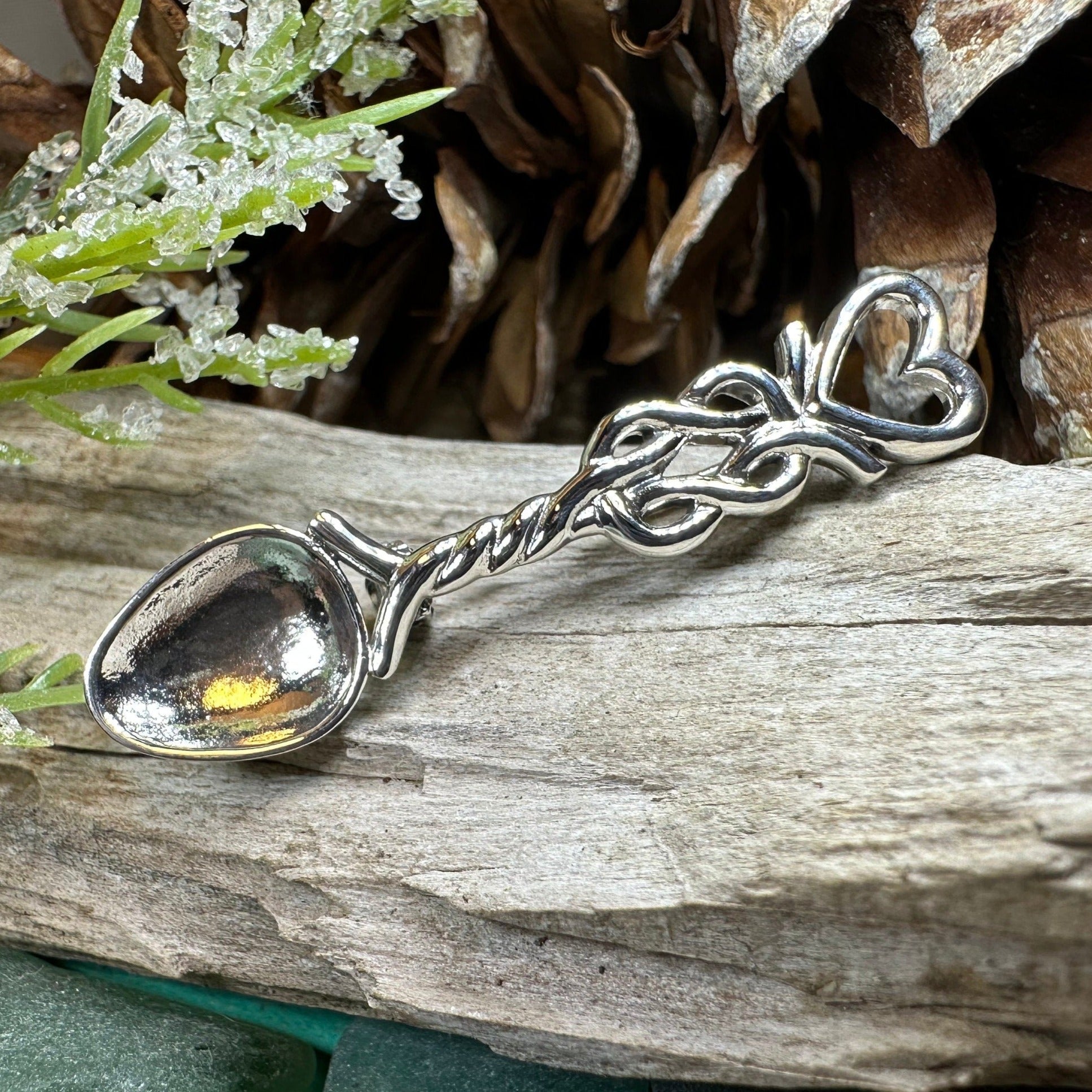 Welsh Celtic Heart Love Spoon Brooch