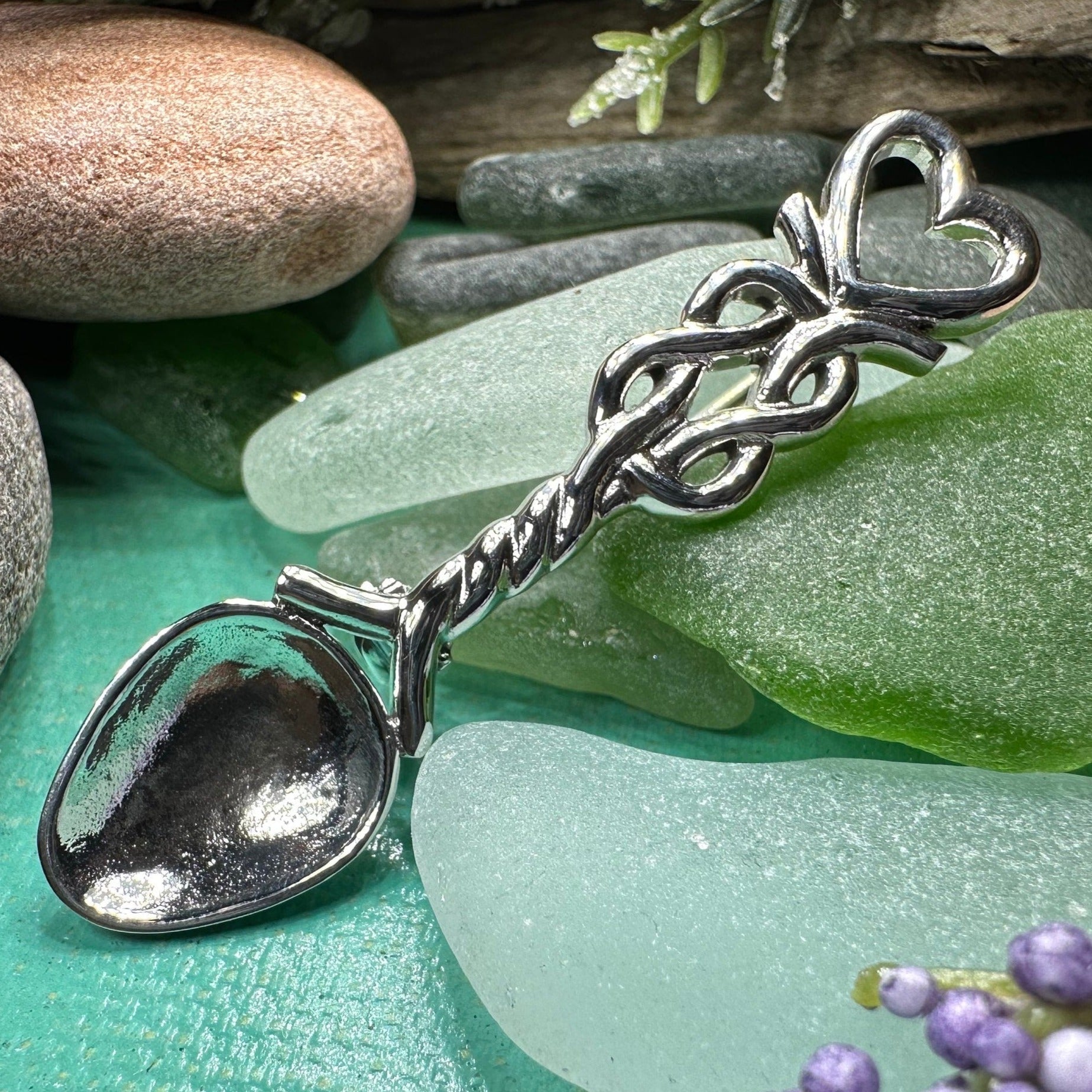Welsh Celtic Heart Love Spoon Brooch