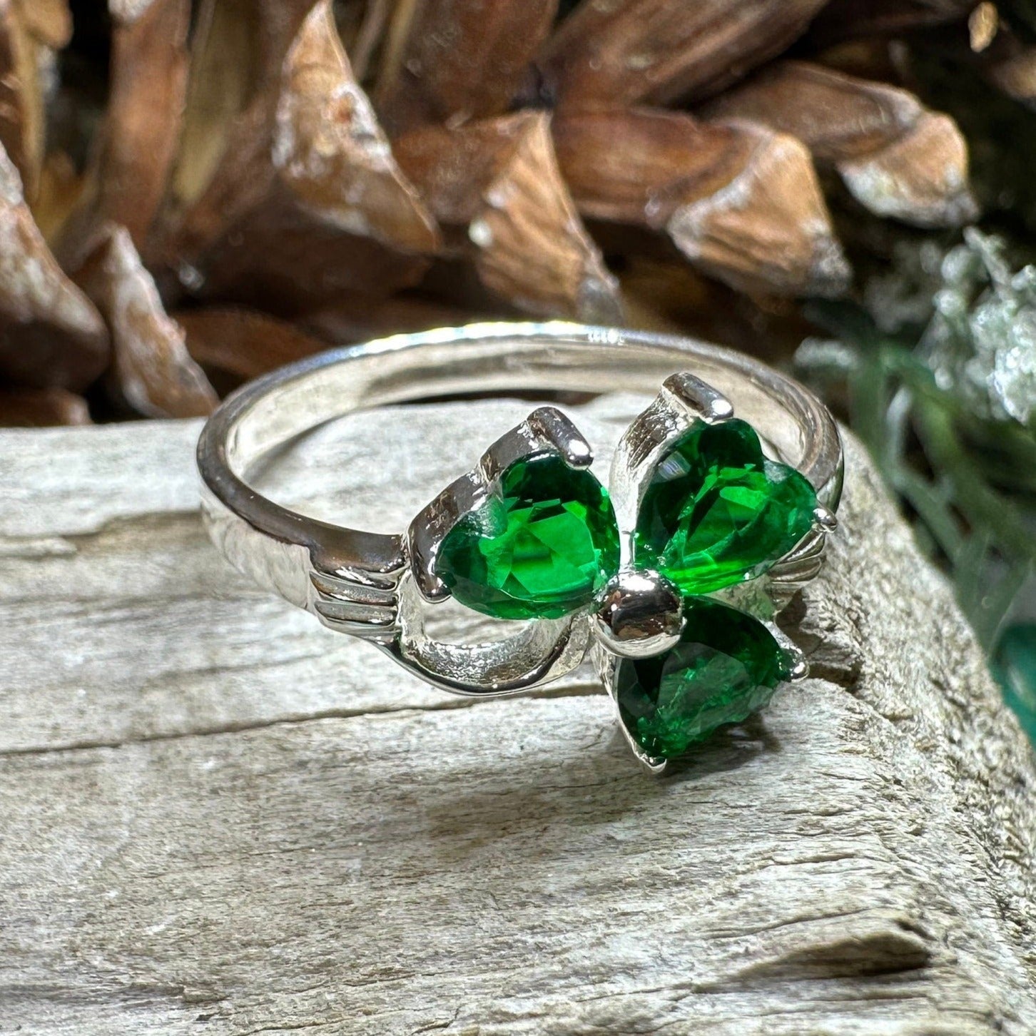 Emerald Shamrock Ring