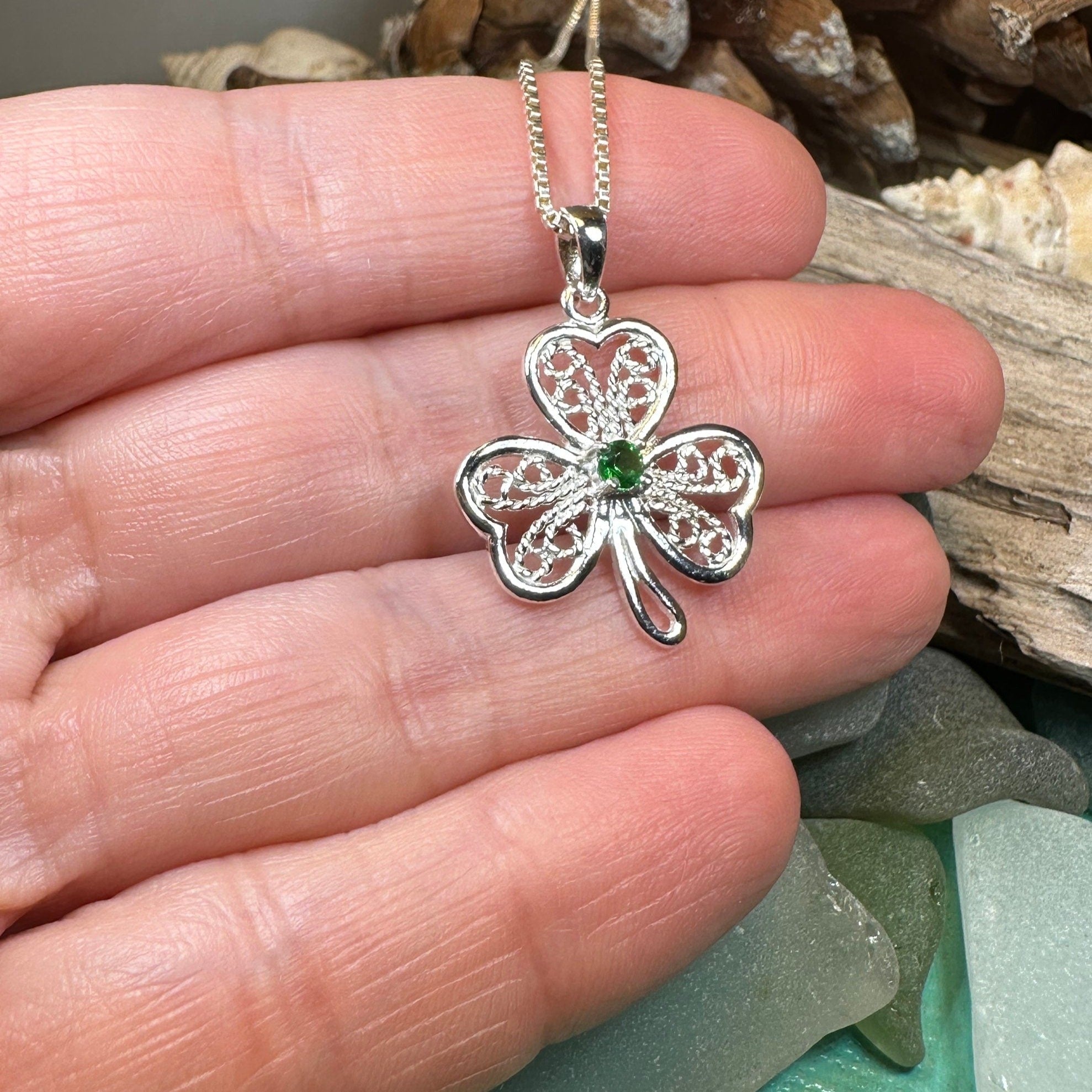 Irish Lace Shamrock Necklace