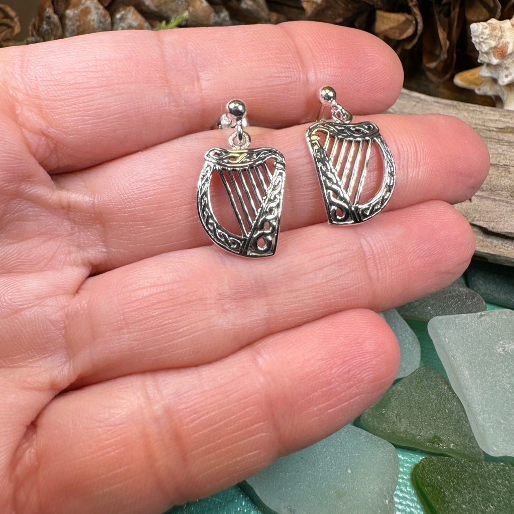 Ancient Harp Post Back Earrings