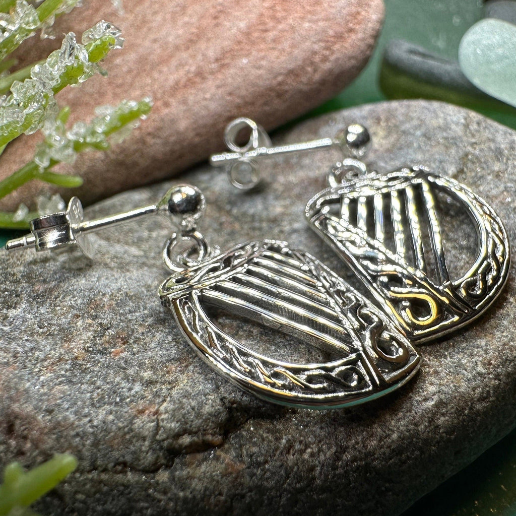 Ancient Harp Post Back Earrings