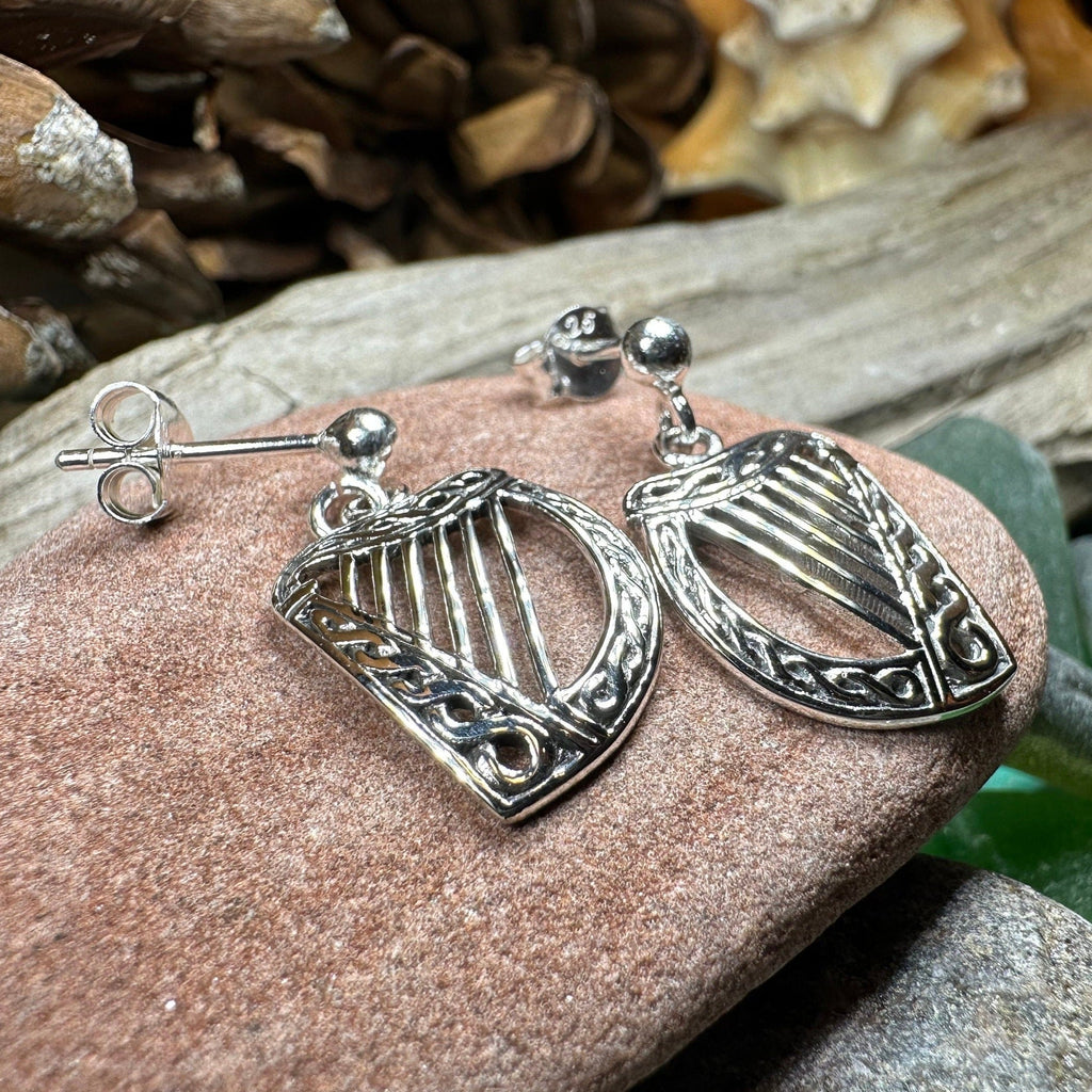 Ancient Harp Post Back Earrings