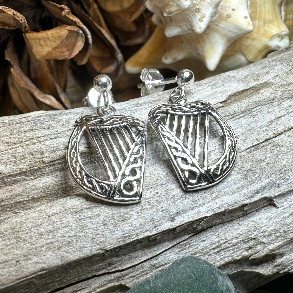 Ancient Harp Post Back Earrings