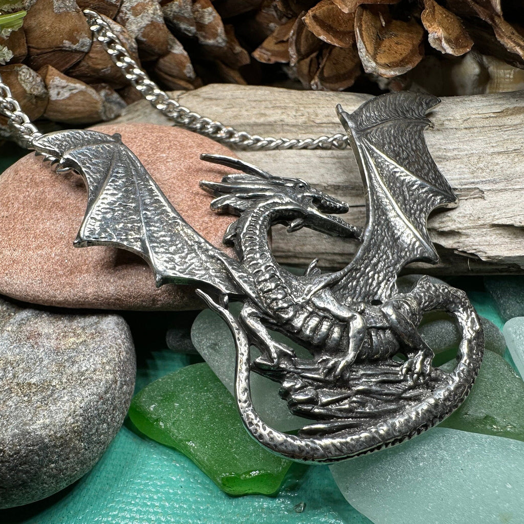 Tressach Pewter Dragon Necklace