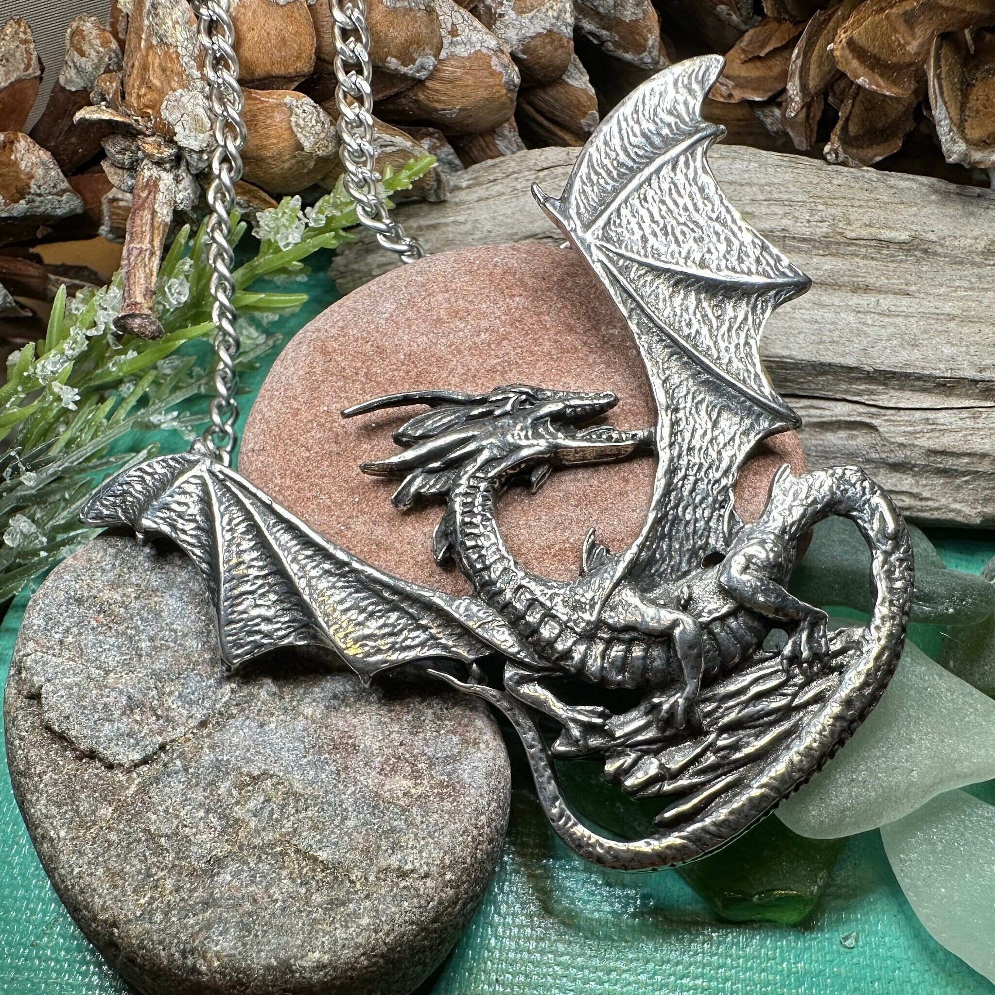Tressach Pewter Dragon Necklace