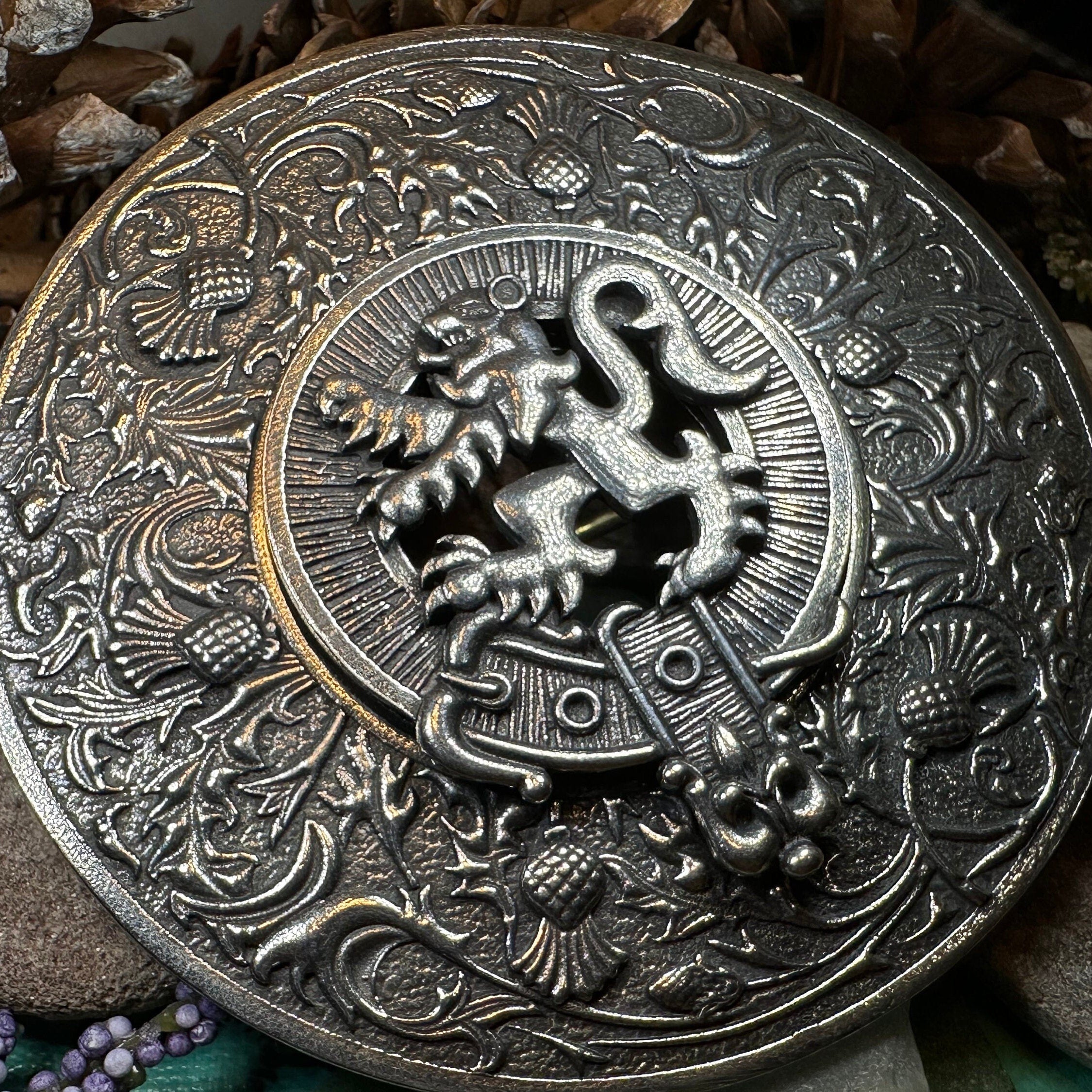 Royal Lion and Thistle Plaid Brooch