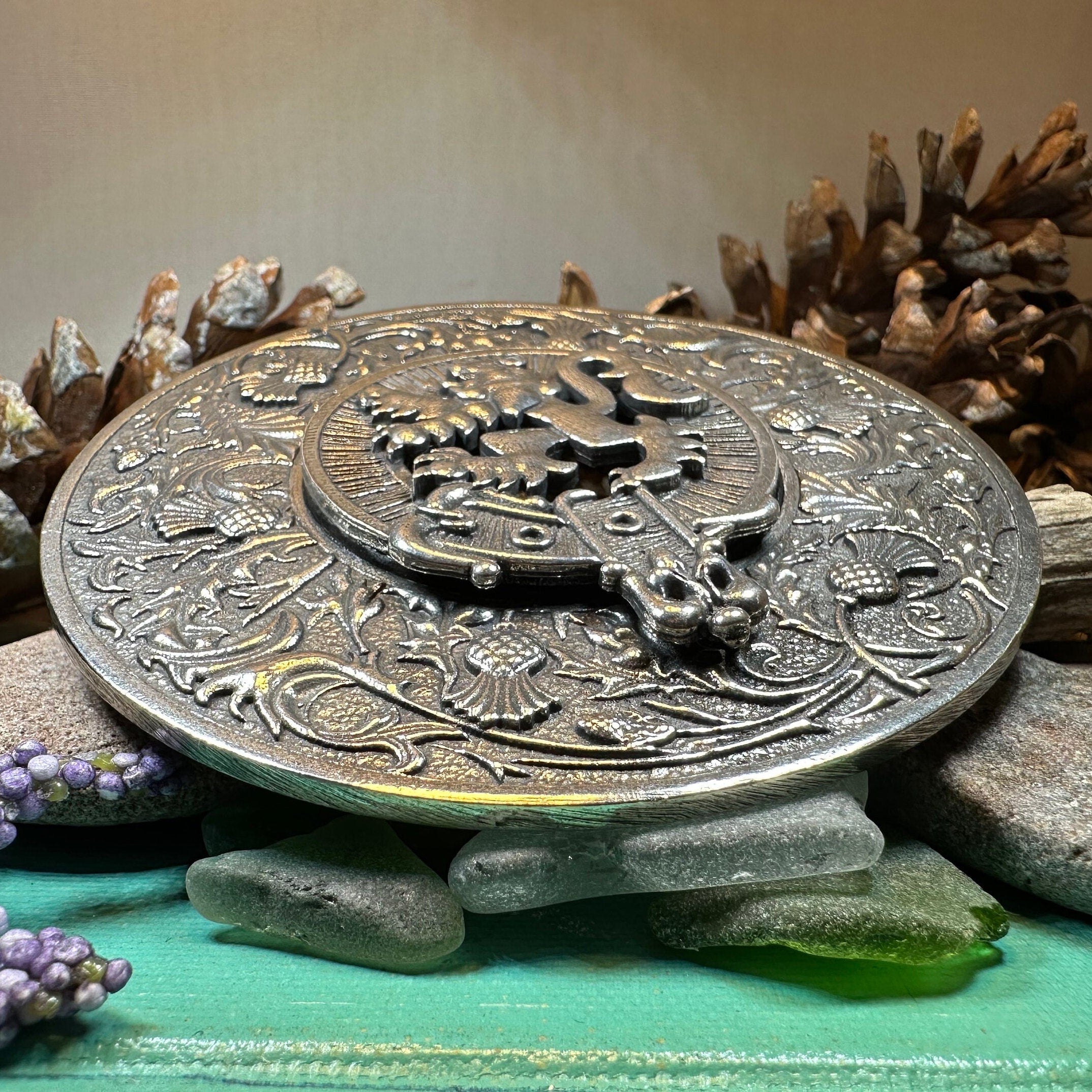 Royal Lion and Thistle Plaid Brooch