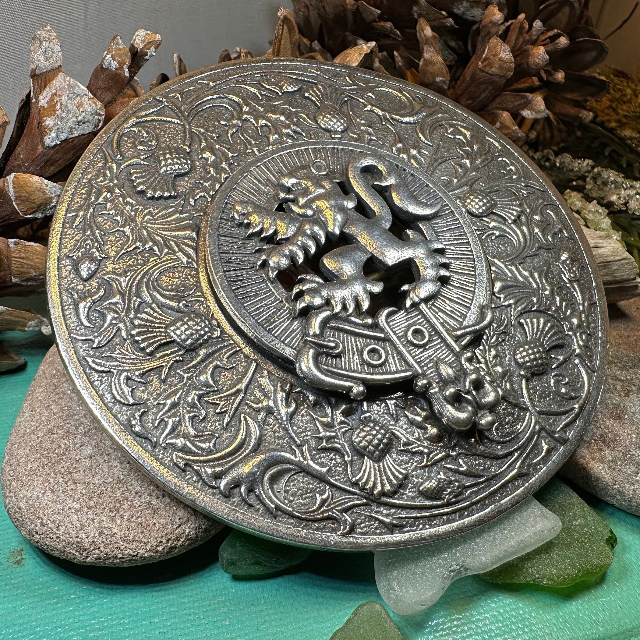 Royal Lion and Thistle Plaid Brooch