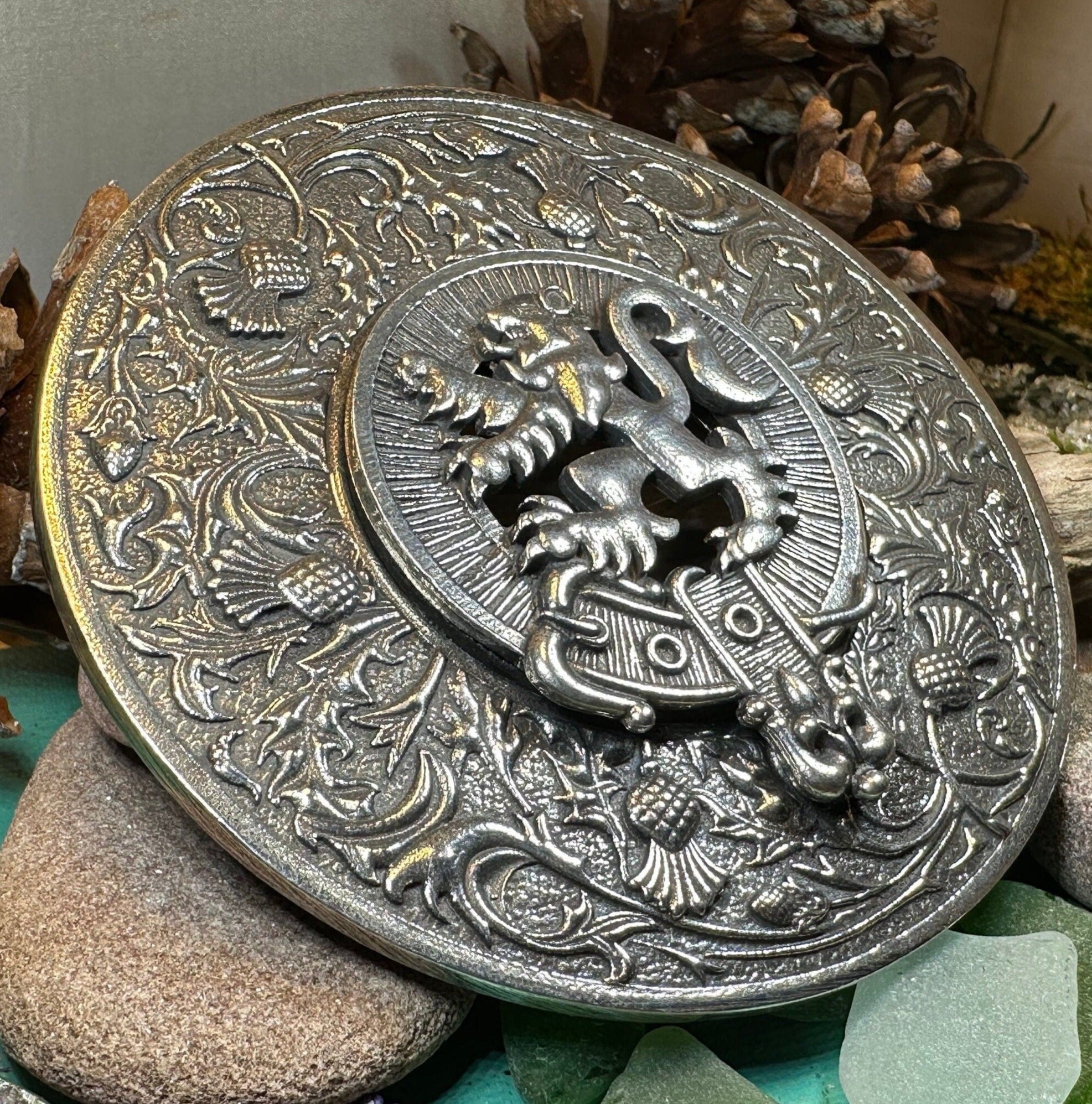 Royal Lion and Thistle Plaid Brooch