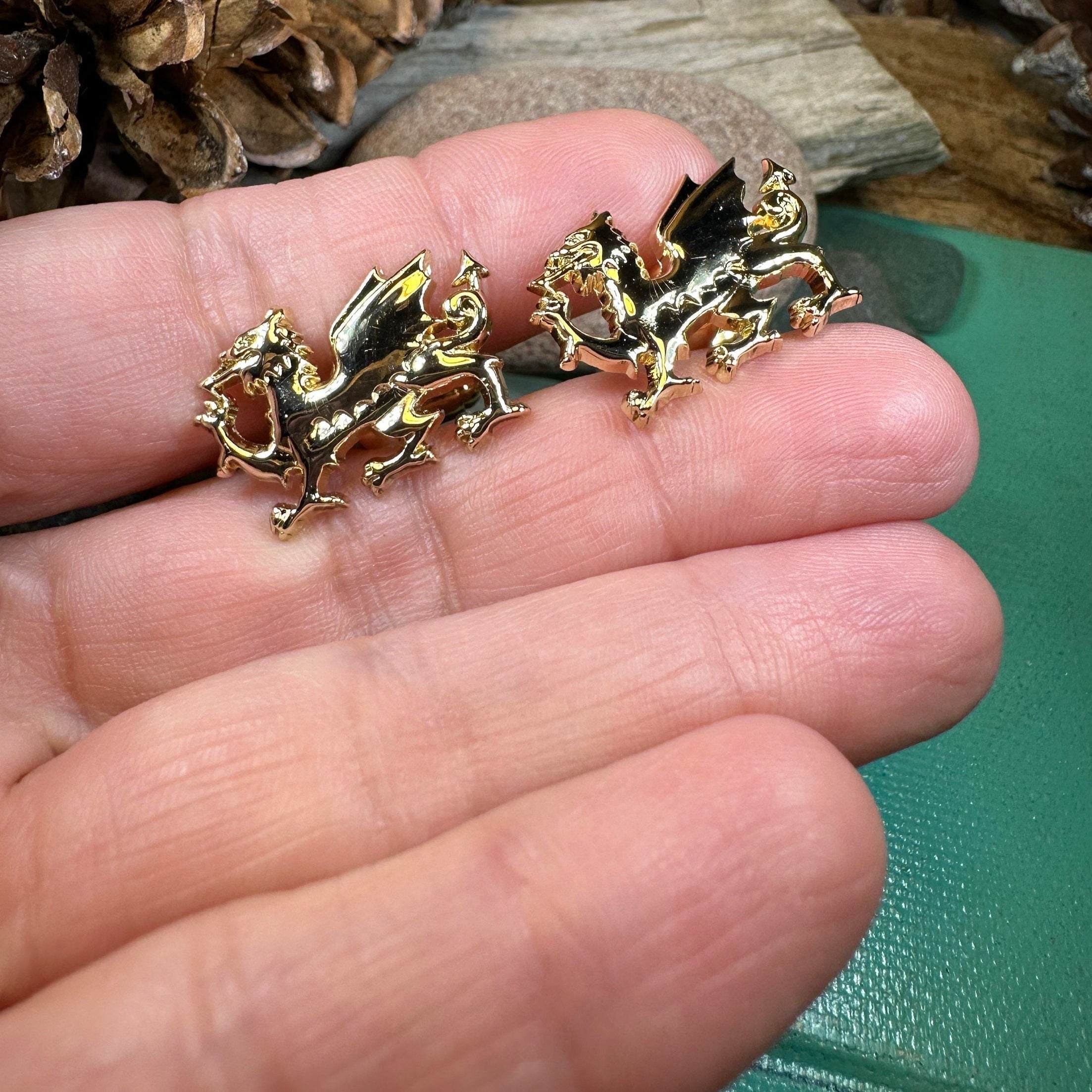 Golden Welsh Dragon Cuff Links