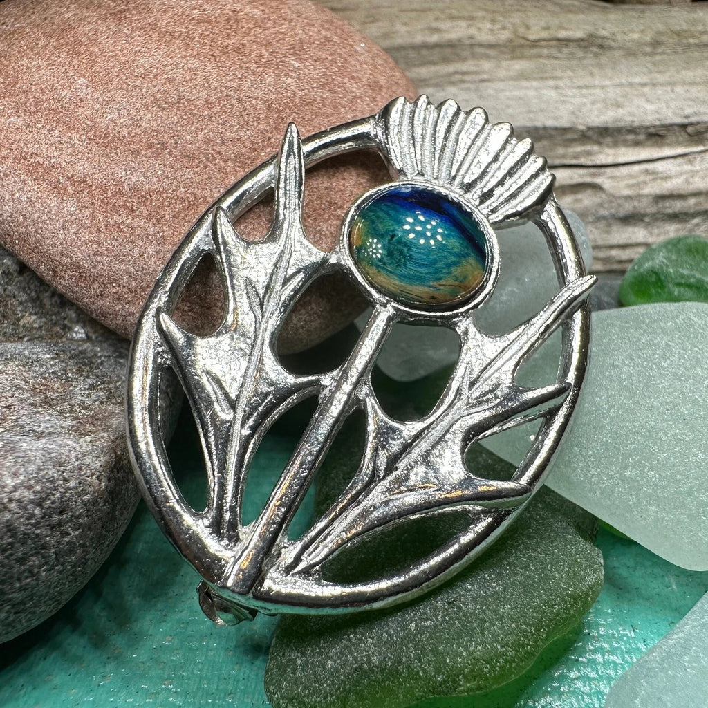 Scottish Heathergems Thistle Brooch