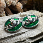 Emerald Green Claddagh Cuff Links