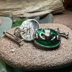 Emerald Green Claddagh Cuff Links