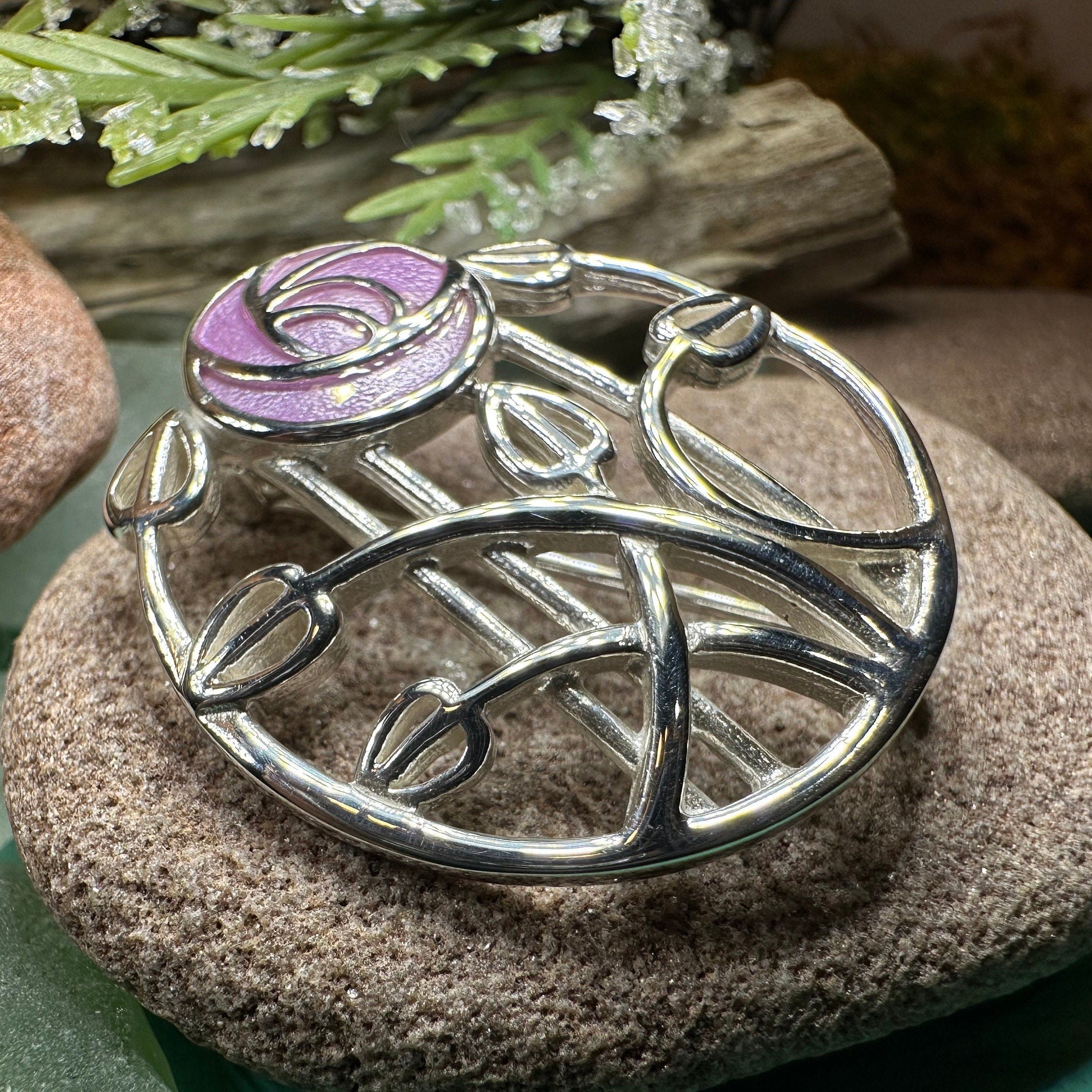 Enamel Mackintosh Rose Brooch