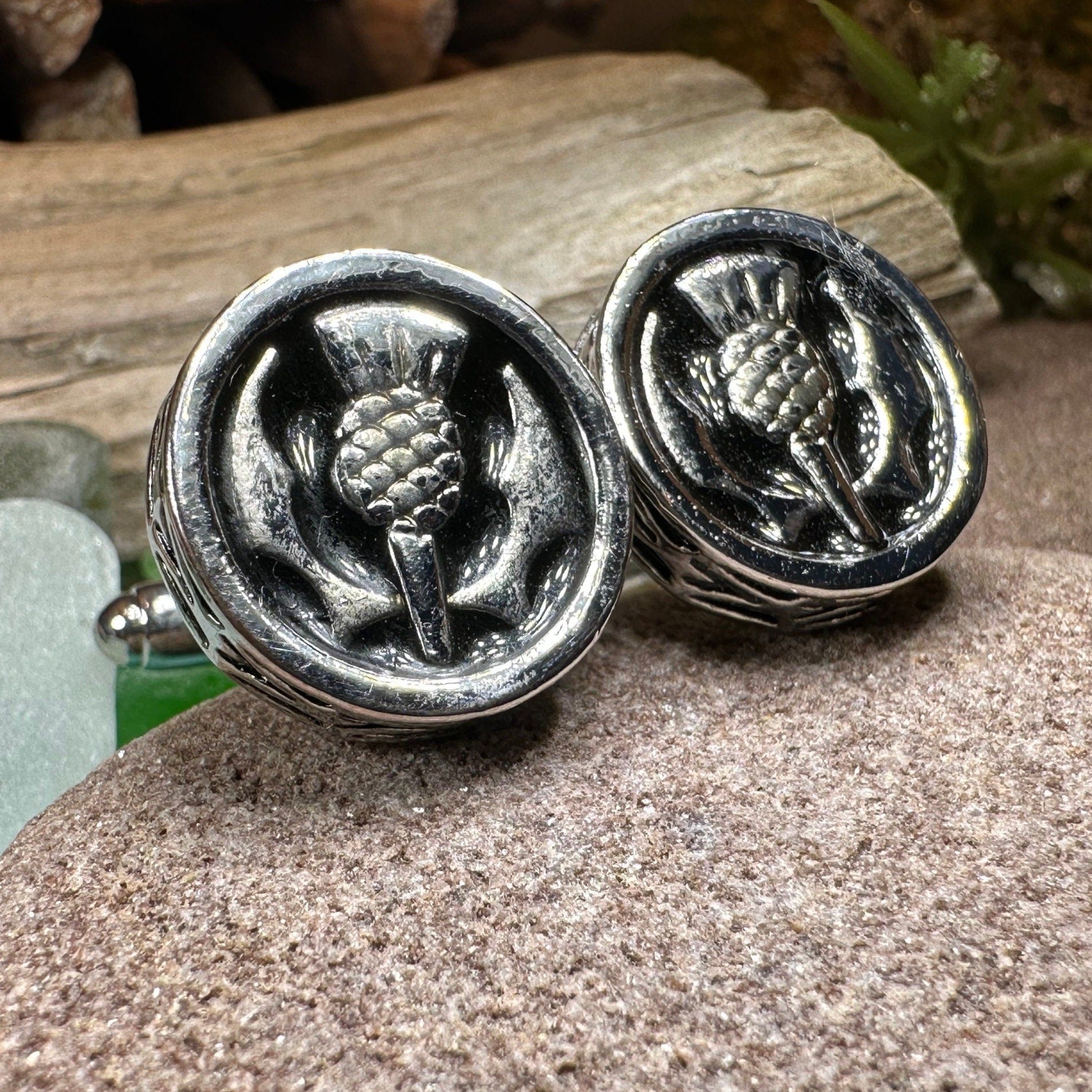 Elegant Thistle Cuff Links
