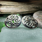 Siofra Celtic Triple Spiral Post Earrings