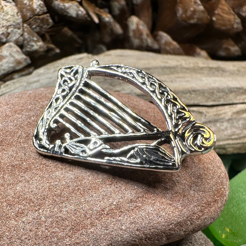 Ancient Bard Celtic Harp Brooch