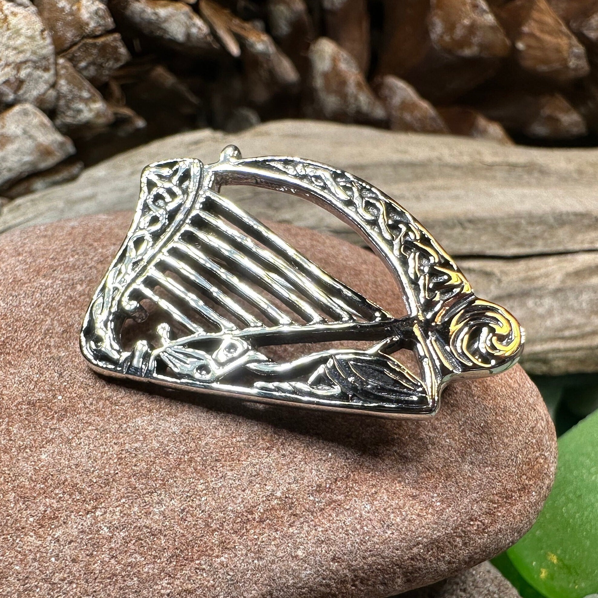 Ancient Bard Celtic Harp Brooch