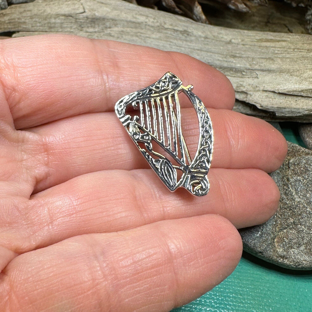 Ancient Bard Celtic Harp Brooch