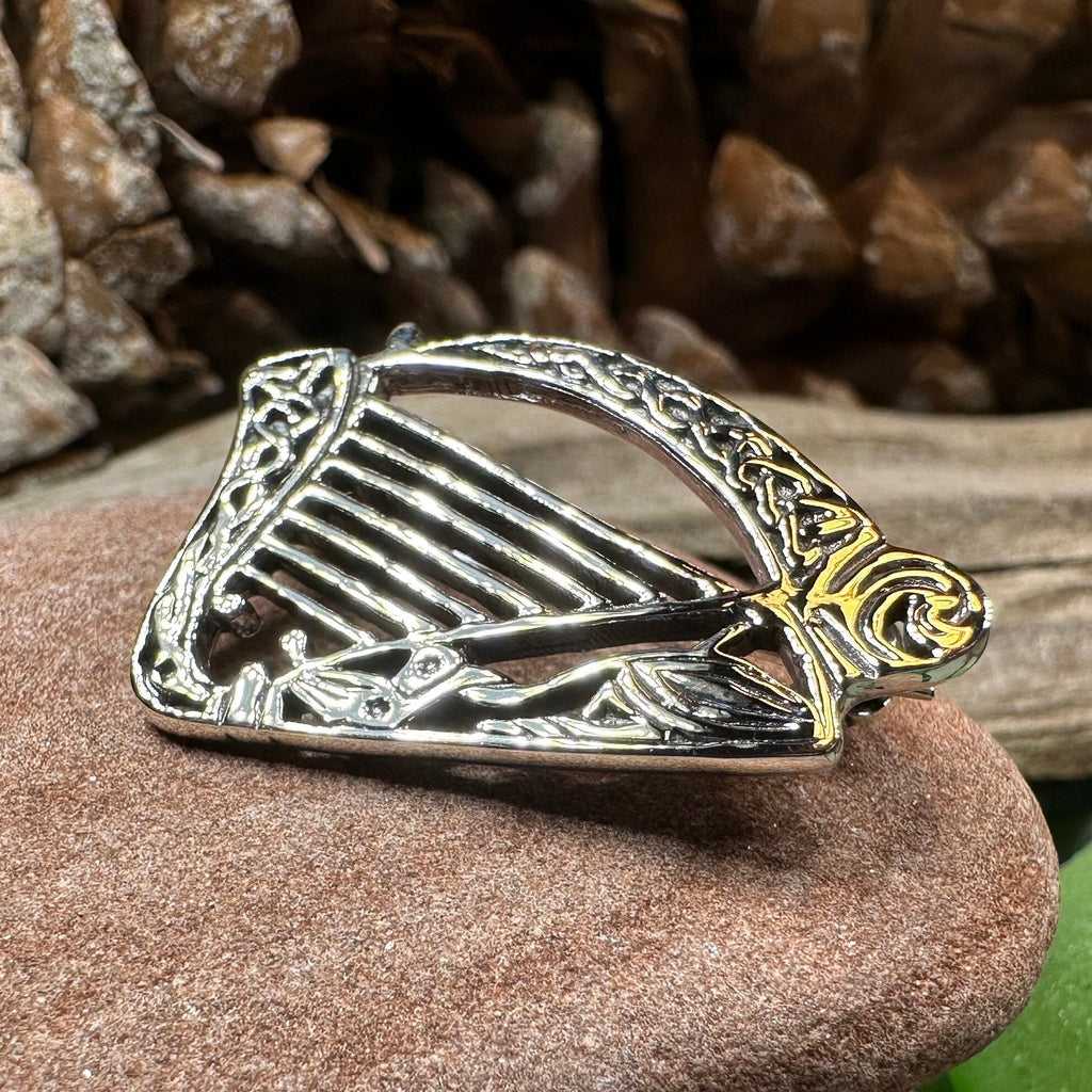 Ancient Bard Celtic Harp Brooch