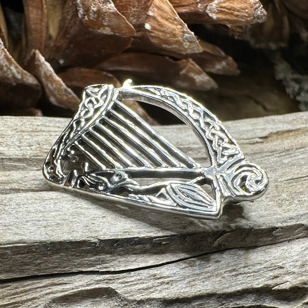 Ancient Bard Celtic Harp Brooch
