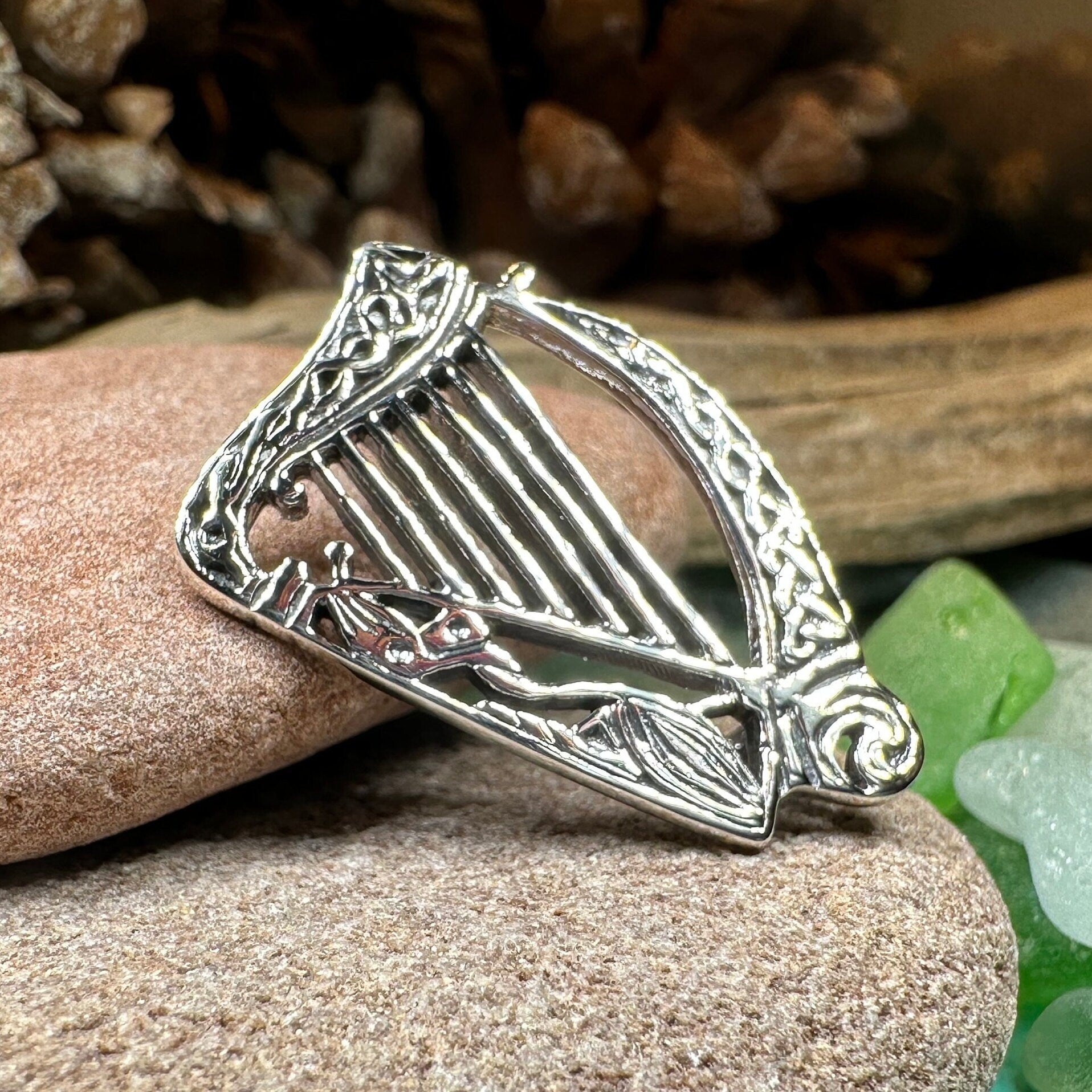 Ancient Bard Celtic Harp Brooch
