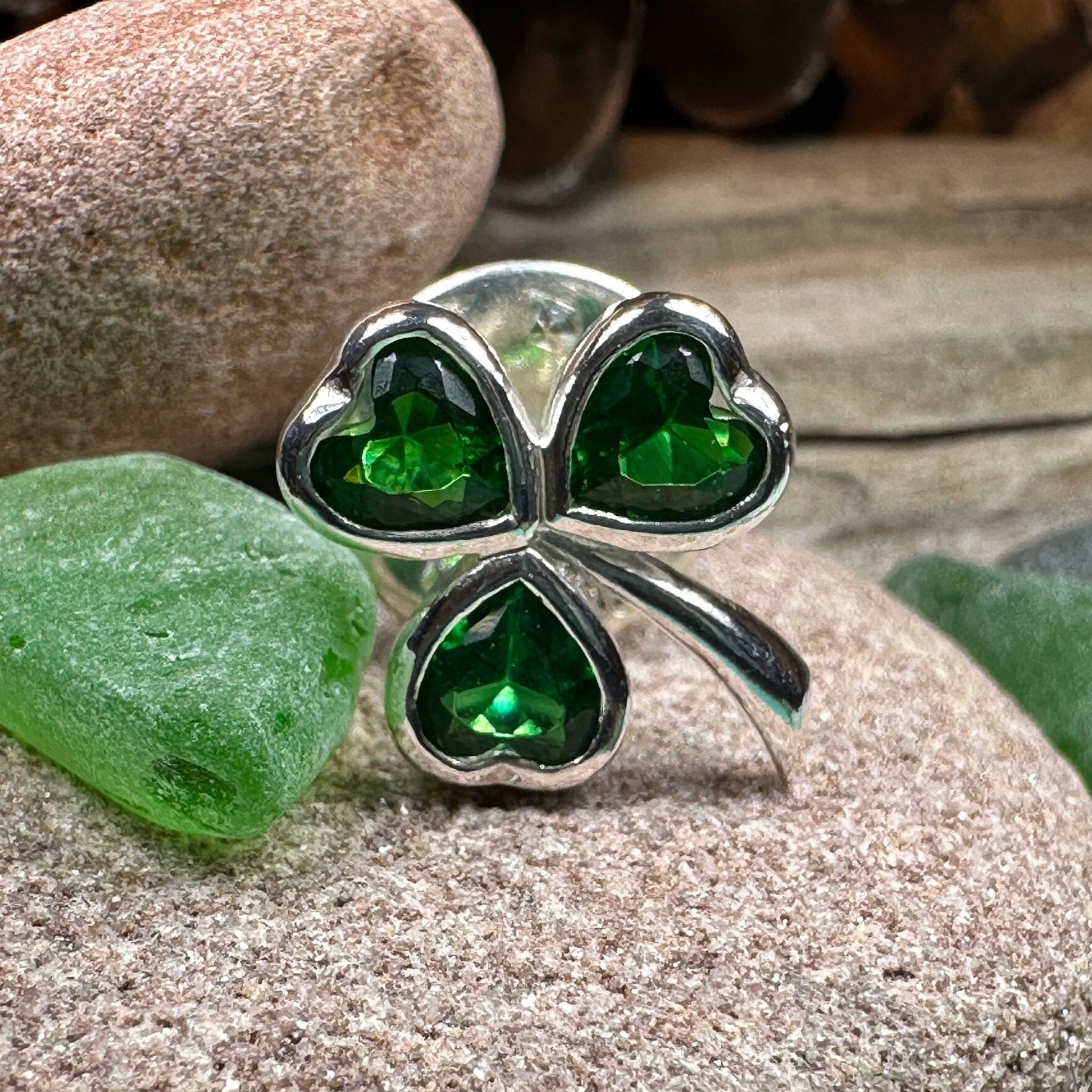 Irish Emerald Shamrock Lapel Pin