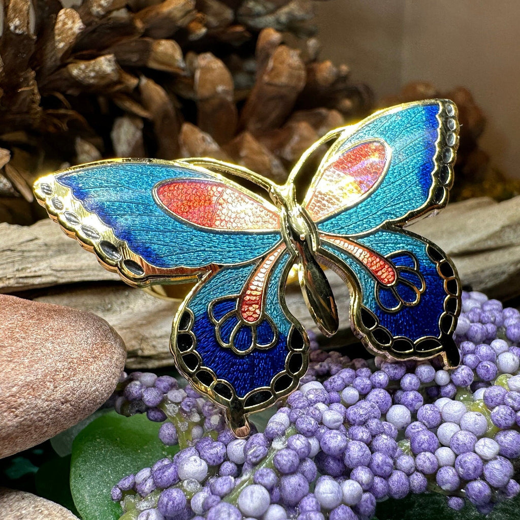 Enamel Butterfly Scarf Ring