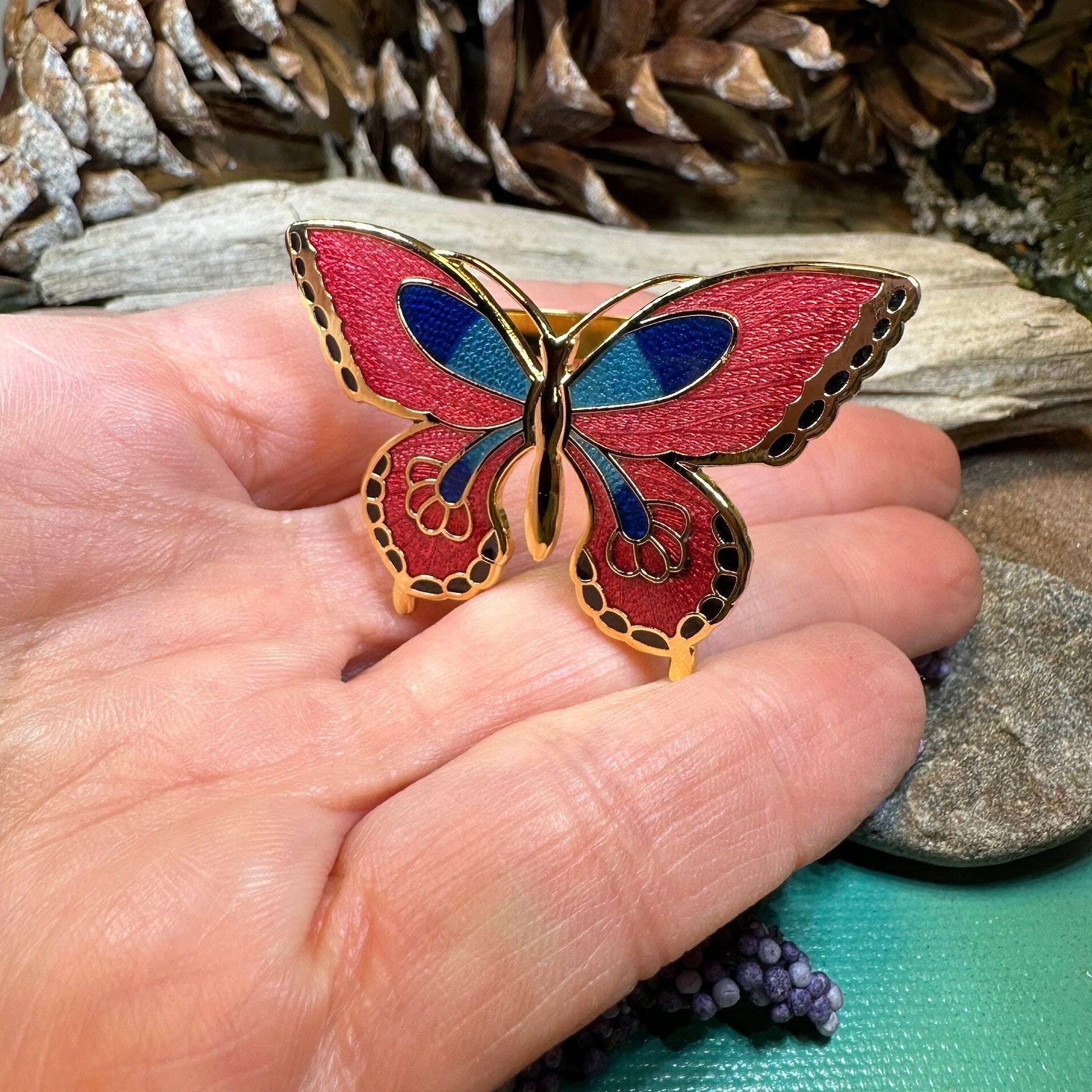 Enamel Butterfly Scarf Ring